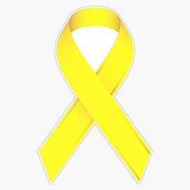HOF Trading Yellow Awareness Ribbon Vinyl Sticker Waterproof Decal Laptop Wall Window Bumper Sticker 5"