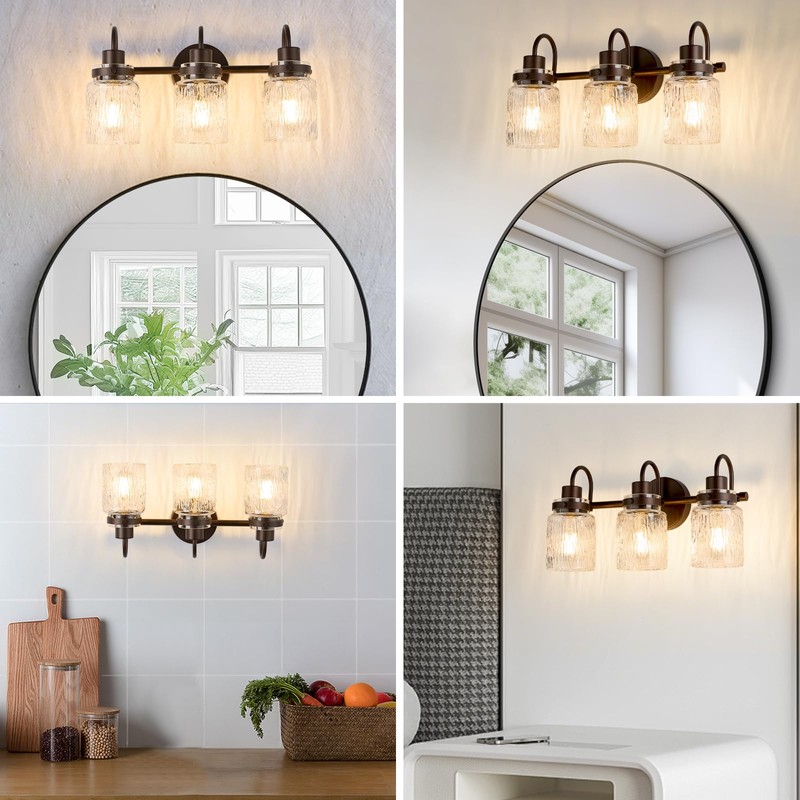 AMRUIPO 3 Lights Bathroom Vanity Light, Oil Rubbed Bronze Bathroom