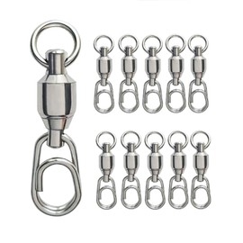 10 Pcs Ball Bearing Fishing Swivel with Fast/Quick Snap 100% Copper Body High Carbon Stainless Steel Fishing Welded Ring Saltwater Freshwater Standard High Strength 88-132lb (#4+S (27mm), 10 Pcs)