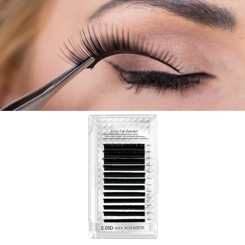 Auto Fan False Eyelashes Women Professional Salon Black Volume False