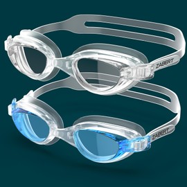 ZABERT 2 Pack Clear Swim Goggles Adult women men youth,swimming goggles for pool outdoor water swimming Clear blue