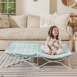 Regalo My Cot Portable Toddler Bed, Seafoam, Includes a Quilted Water-Resistant Fitted Sheet, 75 lbs Weight Capacity, 48 inch by 24 inches