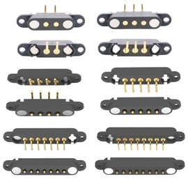 2 Pair Bend Magnetic Pogo Pin Connector with Location Hole, 2P/3P/4P/5P/6P/7P/8P 2A Pogopin Magnetic Connector Male+Female 2.54MM Through Holes Spring Loaded Connector DC Charge Socket (2Pin)