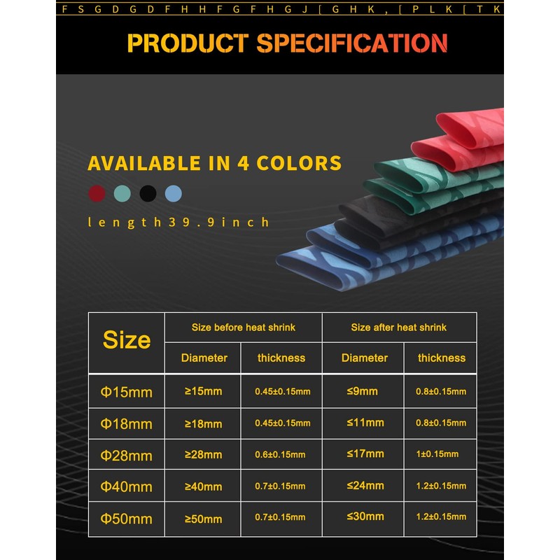 GLL Heat Shrink tubing, Long 3.2 ft, Big Size 15-50mm,