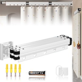 Wall Mount Folding Shower Curtain Rod, 42 Inches Shower Curtain Rod(3-Fold), Adjustable Corner Shower Curtain Rod 90 Degrees, No Drill, Space Saver, Bathroom Bathtub, Clothing Store, Dressing rooms