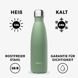 Qwetch - Originals Stainless Steel Insulated Flask 500 ml Khaki - Thermos Flask 24 Hours Cold & 12 Hours Hot - Leak-Proof, BPA-Free, Reusable - Perfect for Sports, Travel, Office & Hiking