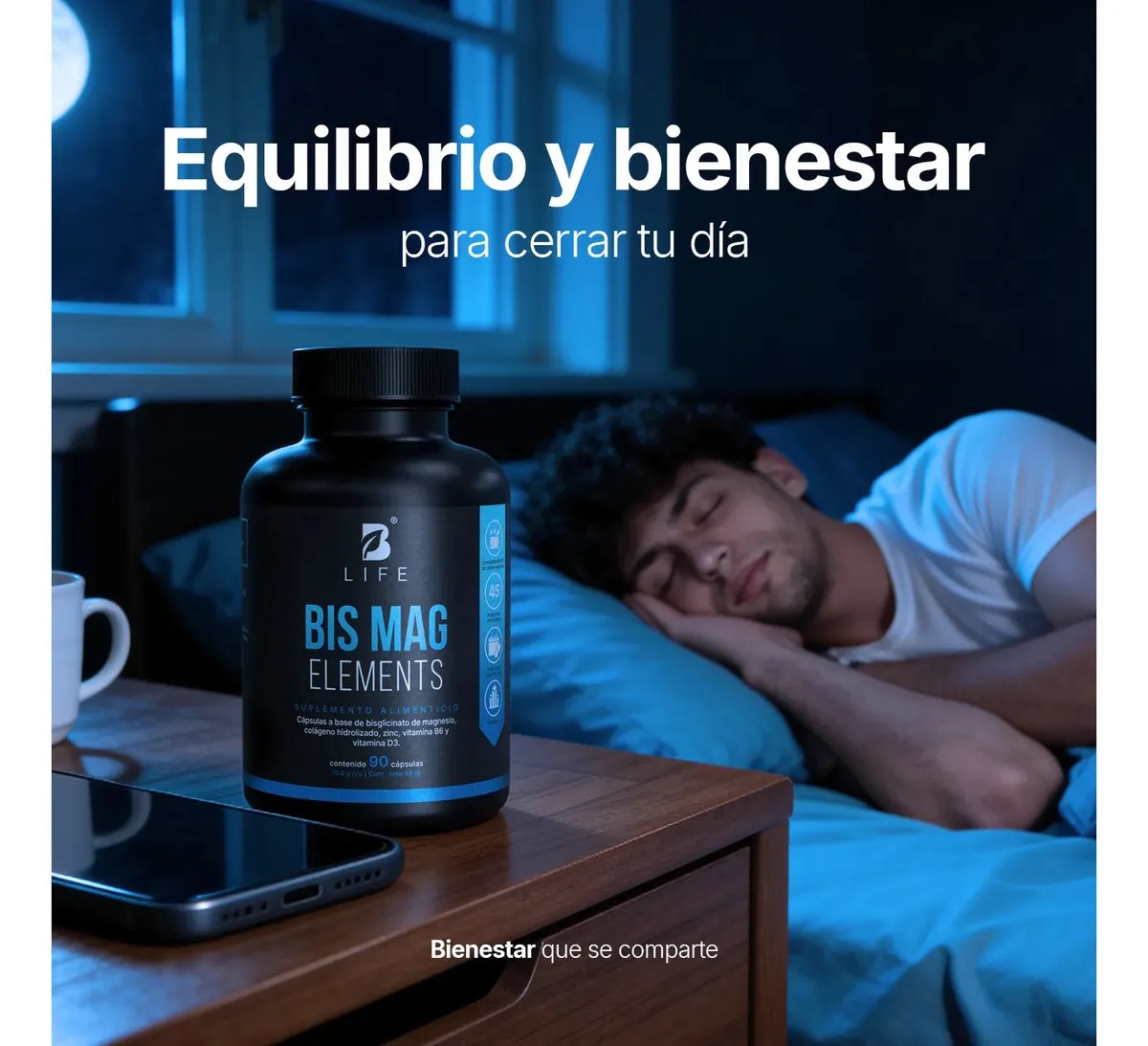 Bisglicinato De Magnesio Con Zinc Vitamina B3 90 Cáp B Life Sin Sabor