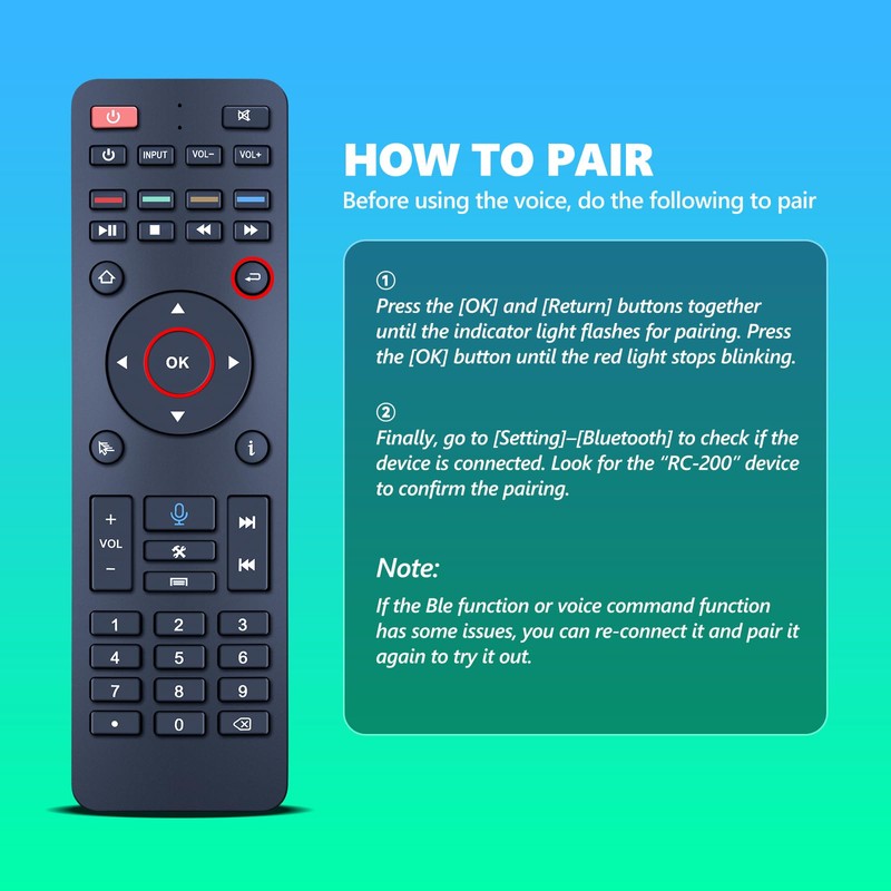 New RC-200 Remote Control, Replacement Voice Remote for Superbox for