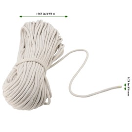 MAHIONG 6mm x 50m Soft Cotton Rope, 164 Feet 1/4 Inch Thick Natural Washing Line Cotton Rope with Stainless Steel Hooks, Multipurpose Pulley Basket Line Clothesline for Outdoor DIY Decoration, White