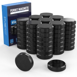 Magnet Set Black [65 Pieces - Extra Strong] Heat and Corrosion Resistant Ceramic Magnets 17.6 mm x 4.9 mm - Durable for Indoor and Outdoor Use - Ideal for Home, School, Office and Workshop