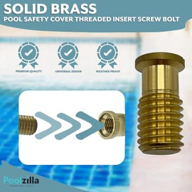Poolzilla 5 Pack Pool Safety Cover Threaded Brass Insert Screw Bolt for Anchor