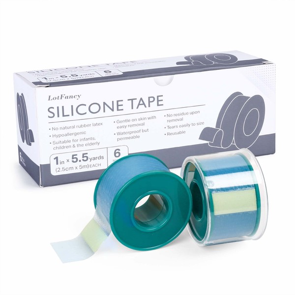 LotFancy LotFancy Medical Soft Silicone Tape, 1" x 5.5 Yards,