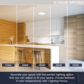 LUXRITE 12 Inch Round LED Flush Mount Ceiling Light Fixture, 22W, 5CCT Selectable 2700K-5000K, 1600 Lumens, Slim Low Profile LED Ceiling Light, IP54 Wet Rated, Dimmable, Energy Star, ETL Listed