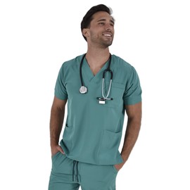 SOULMATE Scrub top por Men with 5 pockets - Boston (Jade, X-Large)