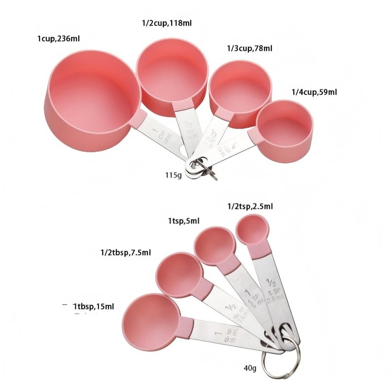 8 Pcs Measuring Cups and Spoons Set, Includes 4 Stainless