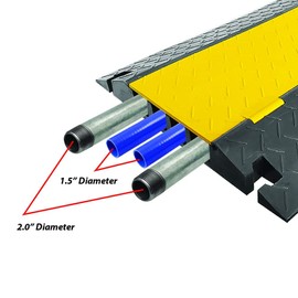 Hose & Cable Protection Ramp - Extra Heavy Duty Four Channel Extra Large Opening for Water Hose Car Truck Pedestrian Ramp Supports 55000 Lbs, Flip-Open Cover, 31.5” x 23.2” x 3.14” - Pyle PCBLCO108