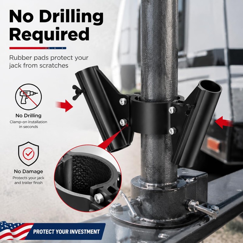 RV Dual Flag Pole Mount for 2" and 2¼" Tongue