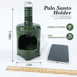 MOUGIGI Handmade Ceramic Palo Santo Holder & Mini Chiminea Incense Dish-Perfect for Palo Santo Sticks, Altar，Sage, and Cone Burning-Zen Decor for Energy Cleansing, Yoga, Meditation & Aromatherapy