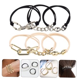 BIUDECO 6pcs Elastic Hair Bands with Chain Detail for Women and Scrunchies Ponytail Holders and Wrist Bracelets Comfortable Stretch Hair Accessories During Sports and Yoga