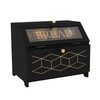 HOLTICO Double Layer Bread Box With Golden Trim for Countertop,