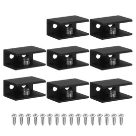 sourcing map 8pcs Glass Shelf Brackets Metal Adjustable Glass Clamps Shelf Bracket Clamp Bathroom Shelf Clip Support Holder Hardware Replacement Parts for Less Than 0.35" Shelving, Black
