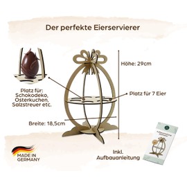 Birdart Box® Exklusiver Ei Servierer aus Holz – moderner Ostereier Halter stabil und hochwertig, einzigartiger Eierhalter und Tischdekoration (S - 7 Eier, Holz Natur)