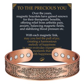 Jecanori Copper Bracelet for Men, 12X Strength Mens Magnetic Bracelets with 3,800 Gauss Magnets, 99.99% Pure Solid Copper Jewelry Gift