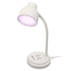 groov e Astra LED Lamp - Touch Control Desk Light with Built-in Wireless Charger, & Bluetooth Speaker - 9 LED Colour Modes for Mood Lighting - Type-C USB Powered - White