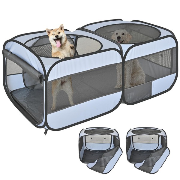 2-in-1 Pop Up Puppy Playpen, Detachable into 2 Separate Pens