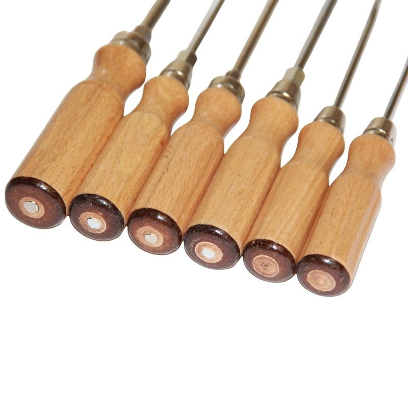 sopomarkt24 Screwdriver Set of 6 Wooden Handle, Slotted and PH2,