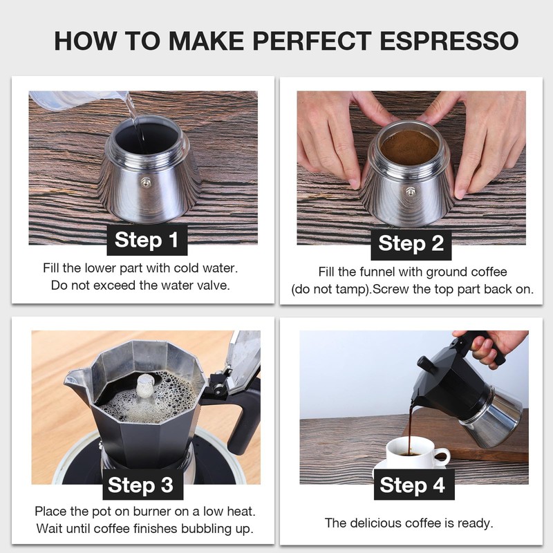 VINATO Induction Caffettiera, Caffettiera Moka Express 6 Tazze, Adatta a