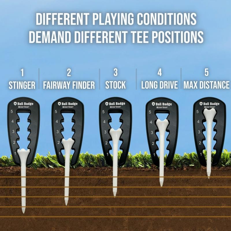 Ball Badge HeightRight Adjustable Golf Tee Height Tool – Precision