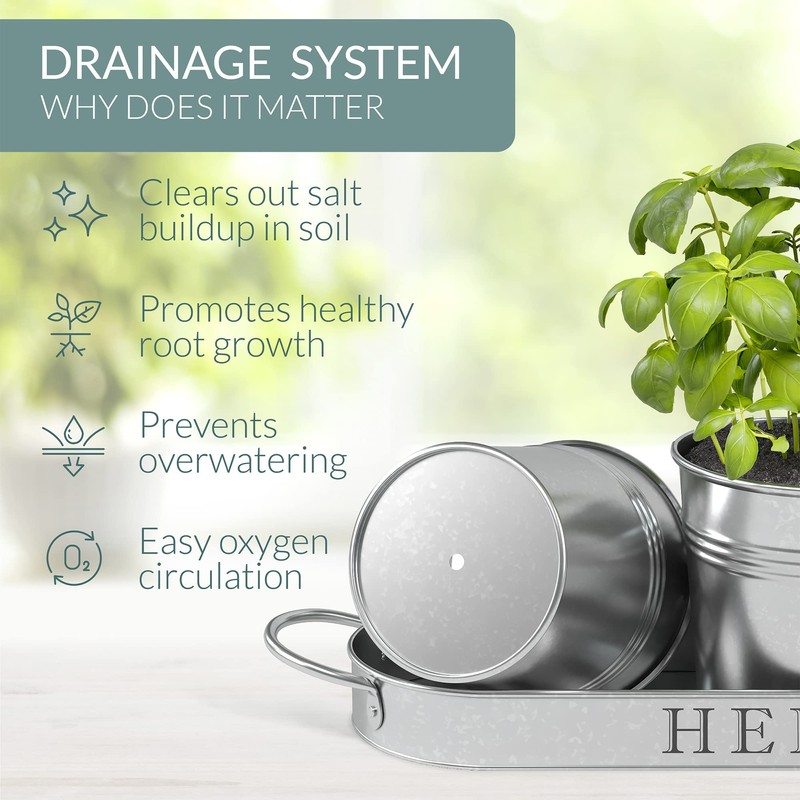 Barnyard Designs Indoor Herb Garden Planter Set with Tray, Metal