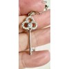 Handmade 925 Sterling Silver Key Pendant Necklace Clear Cubic Zirconia