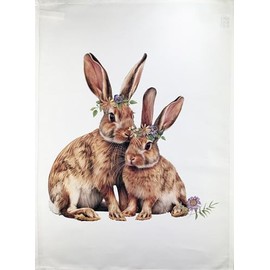 Half a Donkey A Pair of Rabbits large cotton tea towel
