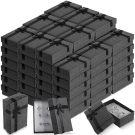 Landical 72 Pcs Jewelry Boxes Gifts Box Set Bulk Small Cardboard Jewelry Gift Container with Bow for Ring Necklaces Earring Bracelet, Assorted Colors 2 x 3.1 x 1.1 Inch (Black)