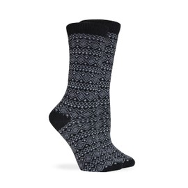 Wise Blend Sweater Fairisle Crew Socks, 1 Pair, Black, Medium, Shoe Size W 6-9