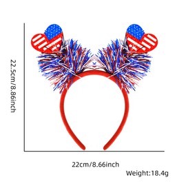 Koolgil Lovely 4th of July Independence Day Headband American Flag Headband National Day Star Stripe Element Hair Hoop for Adults and Children (Two Heart Color Bar)