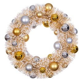 Vickerman 762271-18" Frosted Gold Wreath Gold/Silver Ball (LS204219) Frosted Christmas Wreath
