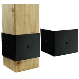 Fence Armor Galvanized Steel Post Guard | 1 Pair 4” x 4” x 3” (Black) | Protection Against String Trimmer & Lawn Maintenance Equipment Damage | Includes 4 USA Matching Screws