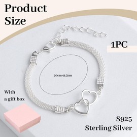 BelleVive Double Heart Ankle Bracelet – Silver-Coloured, Waterproof Diamond Rhinestone for Women, silver anklet summer anklets ankle jewellery anklet silver 925 for Women