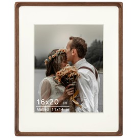VAUWINEK 16x20 Picture Frame, Display Photos 11x14 with Mat or 16x20 without Mat, Made of Solid Natural Walnut Wood with Plexiglass Vertical Horizontal Wall Mounted Gallery Poster Frame