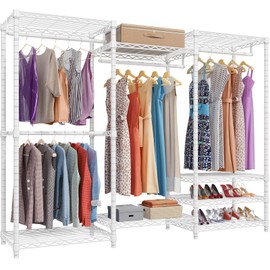 VIPEK V5 Portable Closet Wardrobe Heavy Duty Clothes Rack, Freestanding Clothing Racks with 4 Hang Rods & 8 Shelves, Adjustable Custom Closet Racks, 68.9" L x 15.7" W x 76.4" H, Max Load 800LBS, White