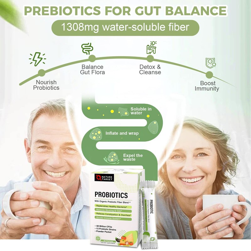 NATURE TARGET Probiotics for Women-Men-Kids Probiotic Powder 60 Billion CFUs