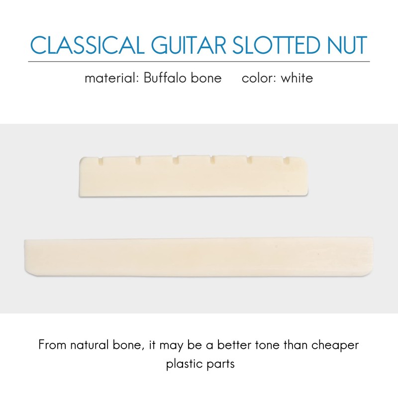 Classical Guitar Bone Slotted Saddle Nut Set
