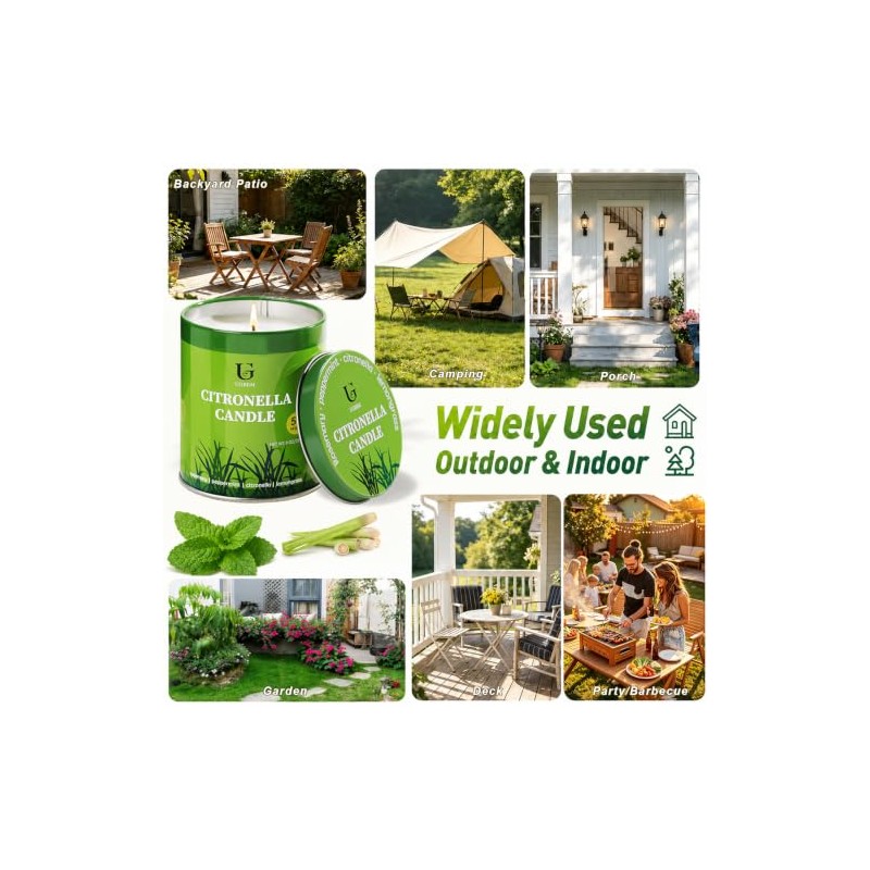 Outdoor Citronella Candles - Essential Oil Soy Wax for Patio