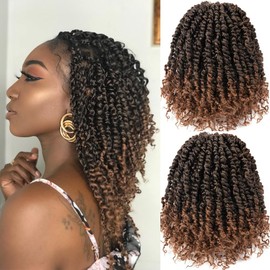 Short Passion Twist Hair Pretwisted Passion Twist Crochet Hair Deep Wave Braiding Braids Crochet Hair Passion Twist Synthetic Crochet Twist Hair Extension (10 Inches, 1B/30#)