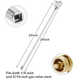 Stanbroil Universal 24-Inch Gas Valve Key, Fits 1/4" and 5/16" Turn Ball Valve for Fire Pits and Fireplaces, Polished Chrome