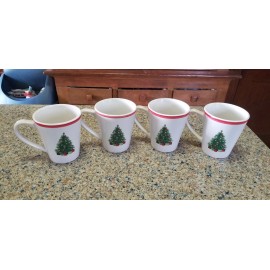 Royal Norfolk 4 Royal Norfolk Christmas Tree Presents Coffee Tea Hot Cocoa Cider Ceramic Mugs