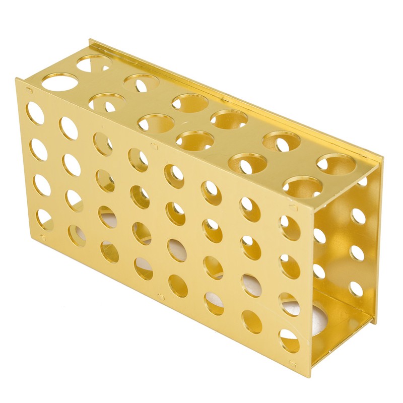 Golden Aluminum Test Tube Rack Holder Stand 8*12.3*18*30mm Hole Diameter